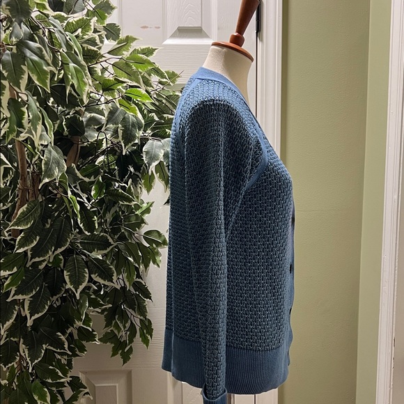 RAG & BONE Kyra V-Neck Button-Front Metallic Knit Cardigan in Blue - Picture 7 of 12